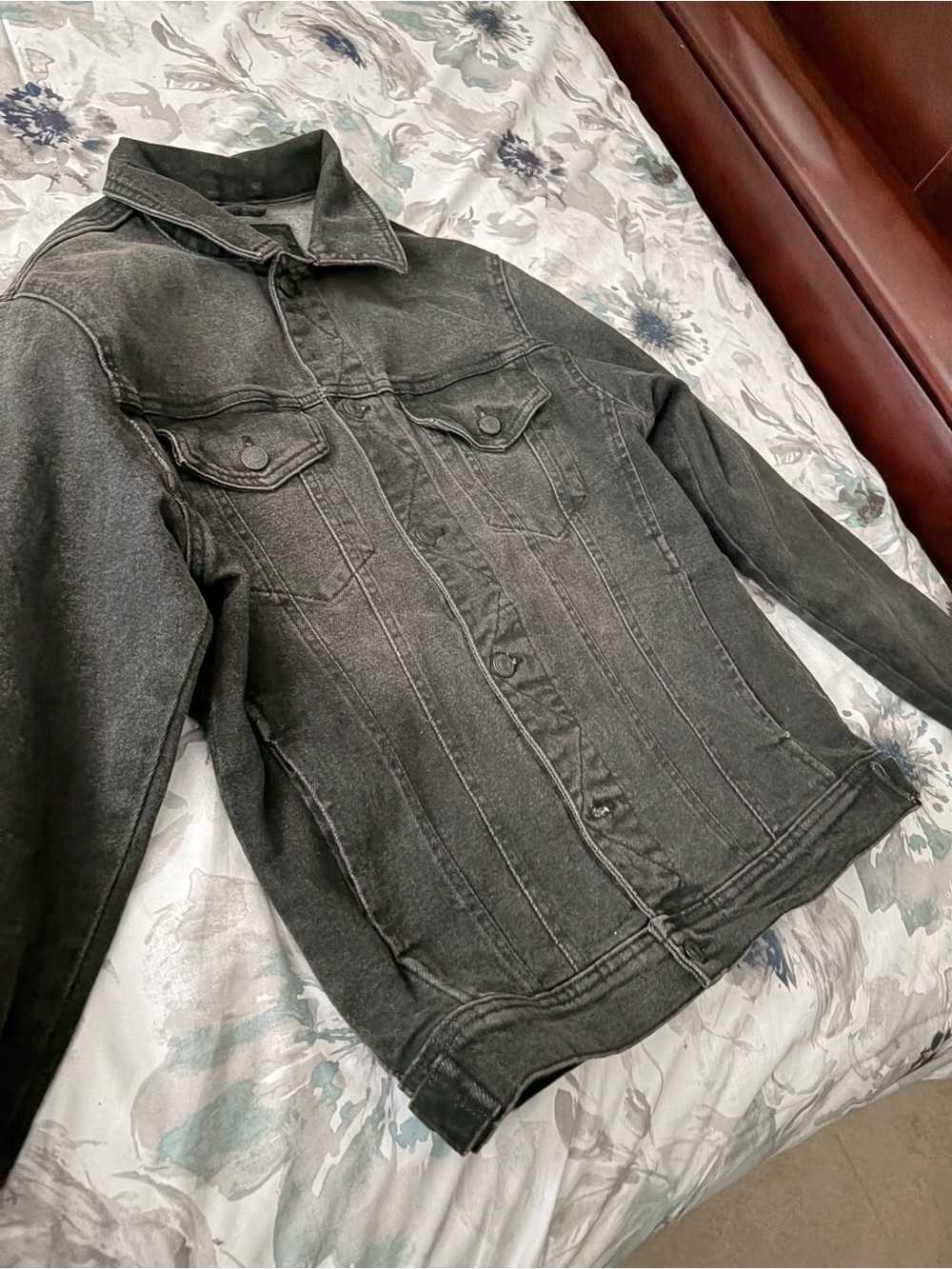 Zara Men's Faded Black Denim Jacket
